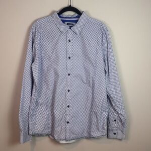 prAna‎ Organic cotton Lukas Poplin Slim Fit Geometric print Long Sleeve Shirt XL